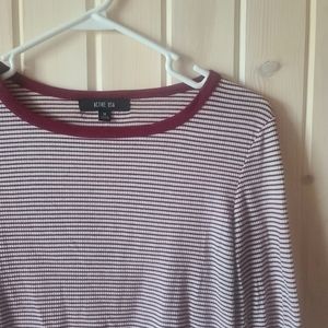 Striped waffleknit long sleeve tee